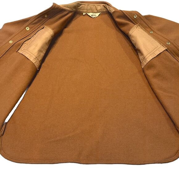 60s 70s VTG Woolrich Jacket Plaid Chore Wool Brass Snap Buttons 12070 - Picture 7 of 9